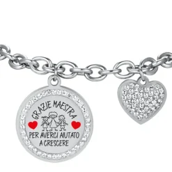 Luca Barra - BRACCIALE DONNA IN ACCIAIO GRAZIE MAESTRA PER AVERCI AIUTATO A CRESCERE