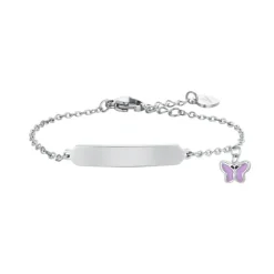 LUCA BARRA - BRACCIALE FARFALLA CON SMALTO VIOLA E PIASTRA