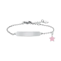 LUCA BARRA - BRACCIALE STELLA CON SMALTO ROSA E PIASTRA