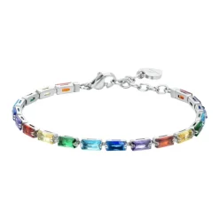 Luca Barra - Bracciale tennis zirconi baguette multicolor