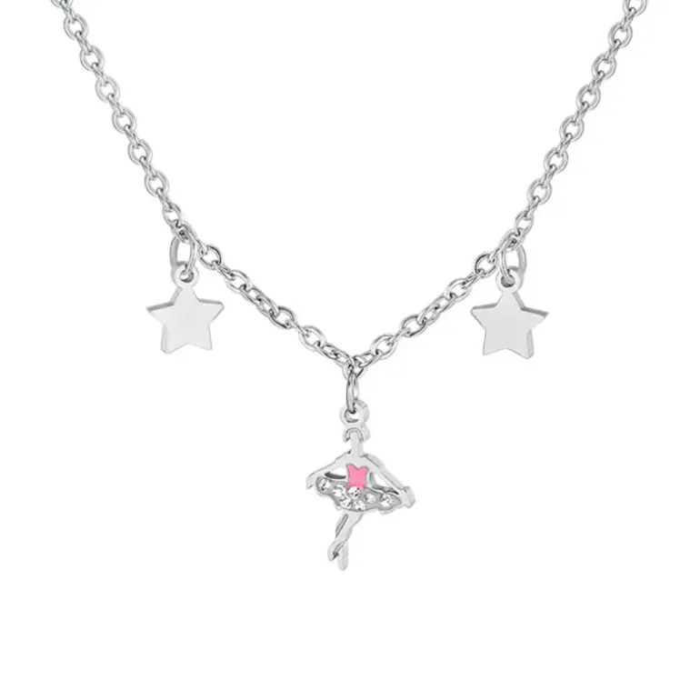 LUCA BARRA - COLLANA BAMBINA IN ACCIAIO CON BALLERINA