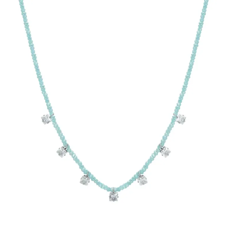 Luca Barra - Collana cristalli turchesi e zirconi bianchi