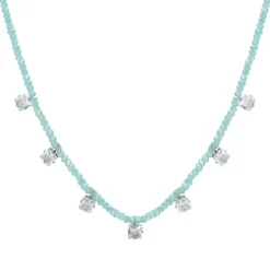 Luca Barra - Collana cristalli turchesi e zirconi bianchi