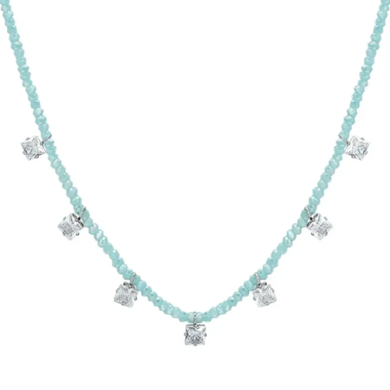 Luca Barra - Collana cristalli turchesi e zirconi bianchi