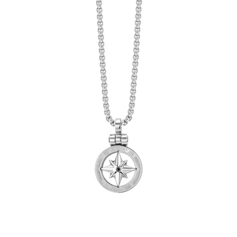 Luca Barra - COLLANA UOMO IN ACCIAIO CON ROSA DEI VENTI