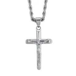 Luca Barra - COLLANA UOMO IN ACCIAIO CON CROCIFISSO