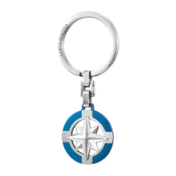 Luca Barra - PORTACHIAVI UOMO IN ACCIAIO CON ROSA DEI VENTI IP BLU