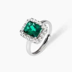 Mabina - Anello con smeraldo sintetico e zirconi Desiderio Infinito