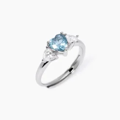 Mabina - Anello con acquamarina sintetica taglio cuore LOVELY