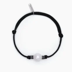 MABINA - Bracciale con cordino nero e perla bianca TROPICAL