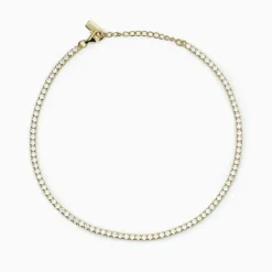 MABINA - Cavigliera in argento placcato oro con zirconi bianchi MINI TENNIS