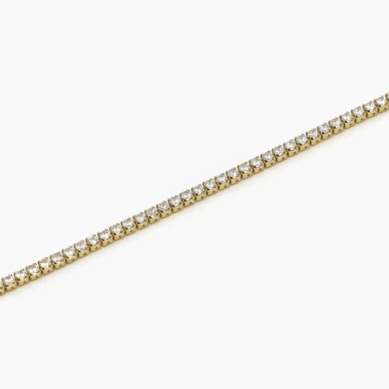 MABINA - Cavigliera in argento placcato oro con zirconi bianchi MINI TENNIS