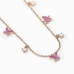 Mabina - Collana in argento rosato con zirconi rosa e bianchi