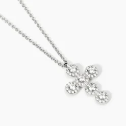 Mabina - Collana Girocollo in argento con ciondolo croce MILANESIENNE