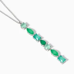 MABINA - Collana Girocollo con fusion stone glass verde pendente SANTORINI