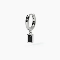 Mabina - Orecchino in argento a cerchio con pendente nero MONOMANIA