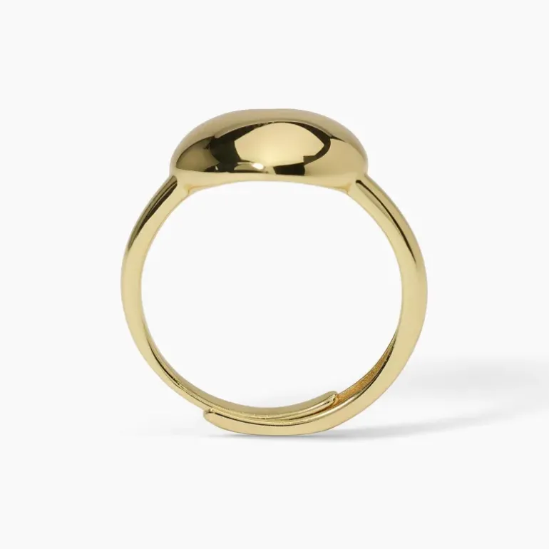 Mabina - Anello chevalier con cuore in argento dorato