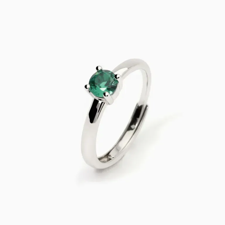 Mabina - Anello donna in argento con smeraldo sintetico