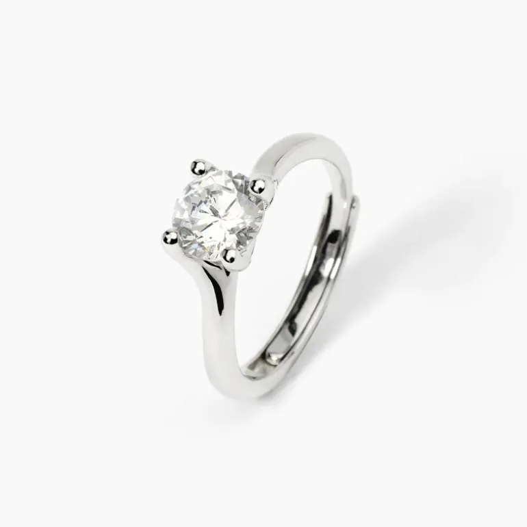 Mabina - Anello solitario in argento abbraccio con zircone SOLITAIRE
