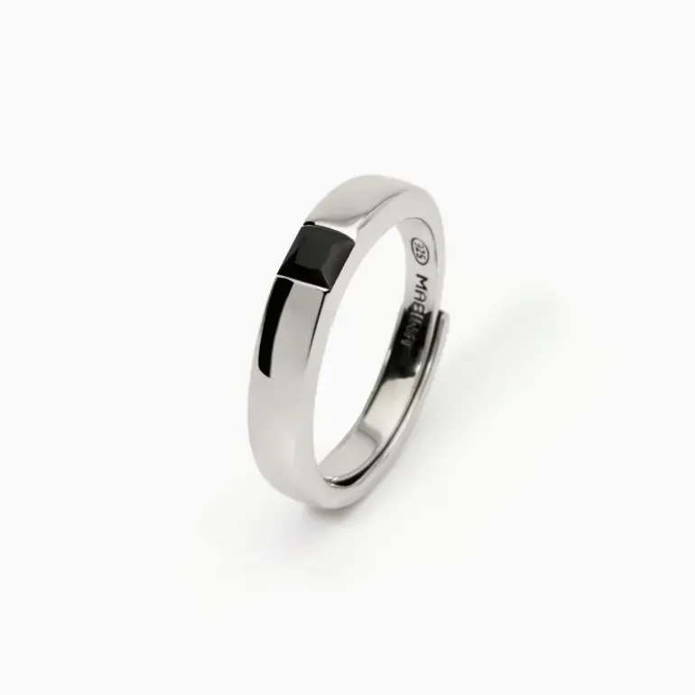 Mabina - Anello uomo in argento con zircone nero