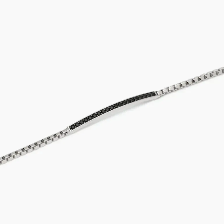 Mabina - Bracciale uomo in argento con piastra e zirconi