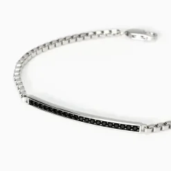 Mabina - Bracciale uomo in argento con piastra e zirconi