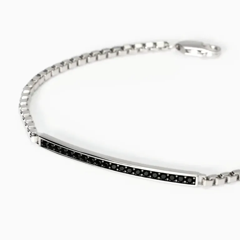 Mabina - Bracciale uomo in argento con piastra e zirconi