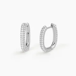 Mabina - Orecchini ovali in argento con pavè