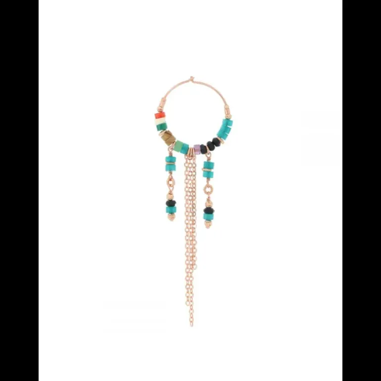 Maman et Sophie - ORECCHINO GRANDE AMERICA PIETRE SCURE AZZURRE E CATENE