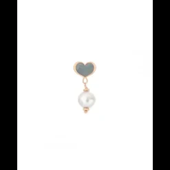 MAMAN ET SOPHIE- ORECCHINO PERLA GRIGIA CUORE MAMAN GRIGIO