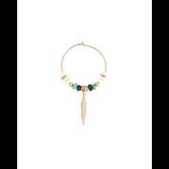 MAMAN ET SOPHIE - ORECCHINO TURCHESE E BIANCO CON PIUMA