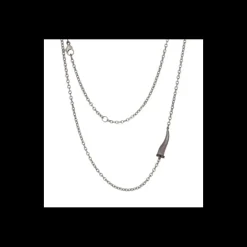 MANO J - COLLANA LINEA CHARMS CON CORNETTO IN TITANIO, 5 DIAMANTI BLACK E CATENA