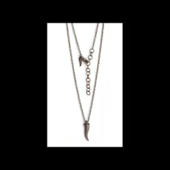 MANO J - COLLANA LINEA CHARMS CON CORNETTO IN TITANIO, 5 DIAMANTI BLACK E CATENA