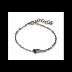 MANO J - BRACCIALE CHARMS CON CORNETTO IN TITANIO, 5 BLACK E CATENA
