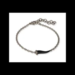 MANO J - BRACCIALE CHARMS CON CORNETTO SMALTATO NERO IN TITANIO, 5 BLACK E CATENA