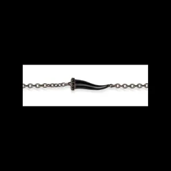 MANO J - BRACCIALE CHARMS CON CORNETTO SMALTATO NERO IN TITANIO, 5 BLACK E CATENA