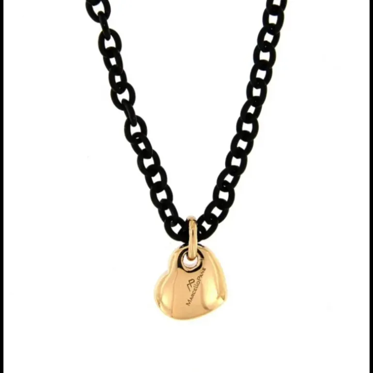 Marcello Pane - Collana catena rubber nera e ciondolo cuorestorie