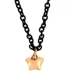 Marcello Pane - COLLANA CON CATENA RUBBER NERA E CIONDOLO STELLA