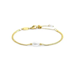 Marlù Bracciale catena snake con perla ovale centrale