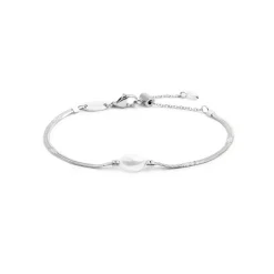 Marlù Bracciale catena snake con perla ovale centrale