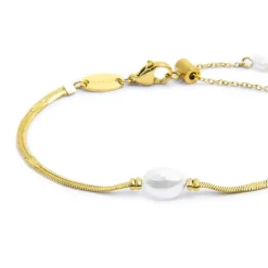 Marlù Bracciale catena snake con perla ovale centrale
