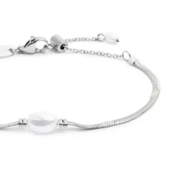 Marlù Bracciale catena snake con perla ovale centrale