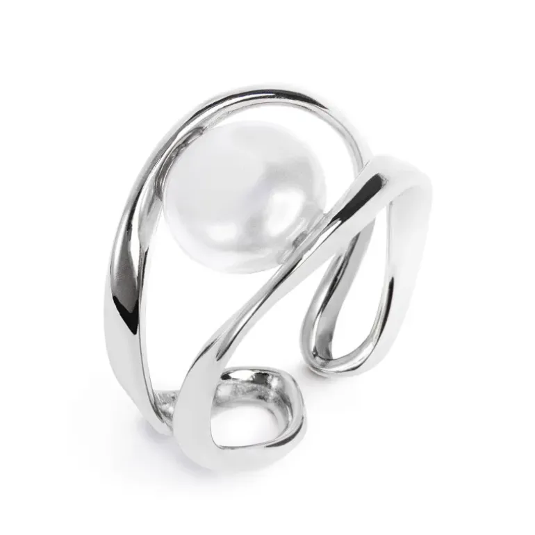 Marlù Anello a doppia fascia con perla