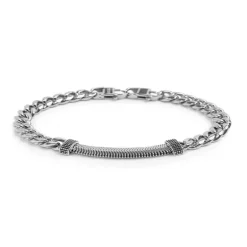 Marlù Bracciale catena cuban e catena snake piatta centrale con trama puntinata