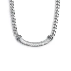 Marlù Collana catena cuban con catena snake piatta centrale