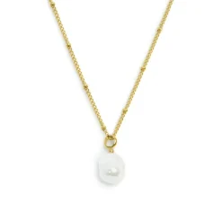 Marlù Collana catena grumetta con sfere e perla irregolare pendente
