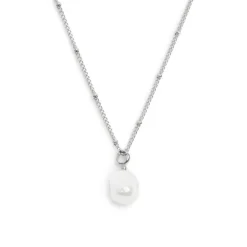 Marlù Collana catena grumetta con sfere e perla irregolare pendente