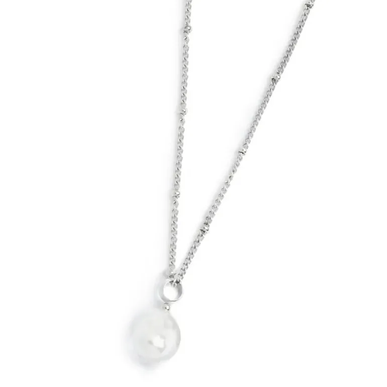 Marlù Collana catena grumetta con sfere e perla irregolare pendente