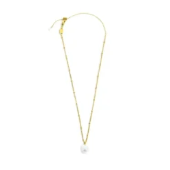 Marlù Collana catena grumetta con sfere e perla irregolare pendente