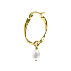 Marlù Orecchino a cerchio con perla ovale pendente